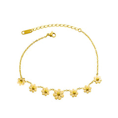 18K Gold-Plated Daisy Charm Anklet