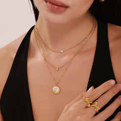 18K Gold-Plated Shell Phoenix Pendant Necklace