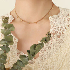 Pearl-Look Bead Station Necklace