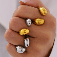 18K Gold-Plated Double Teardrop Open Ring