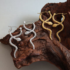 Coiled Snake Statement Hoop Earrings