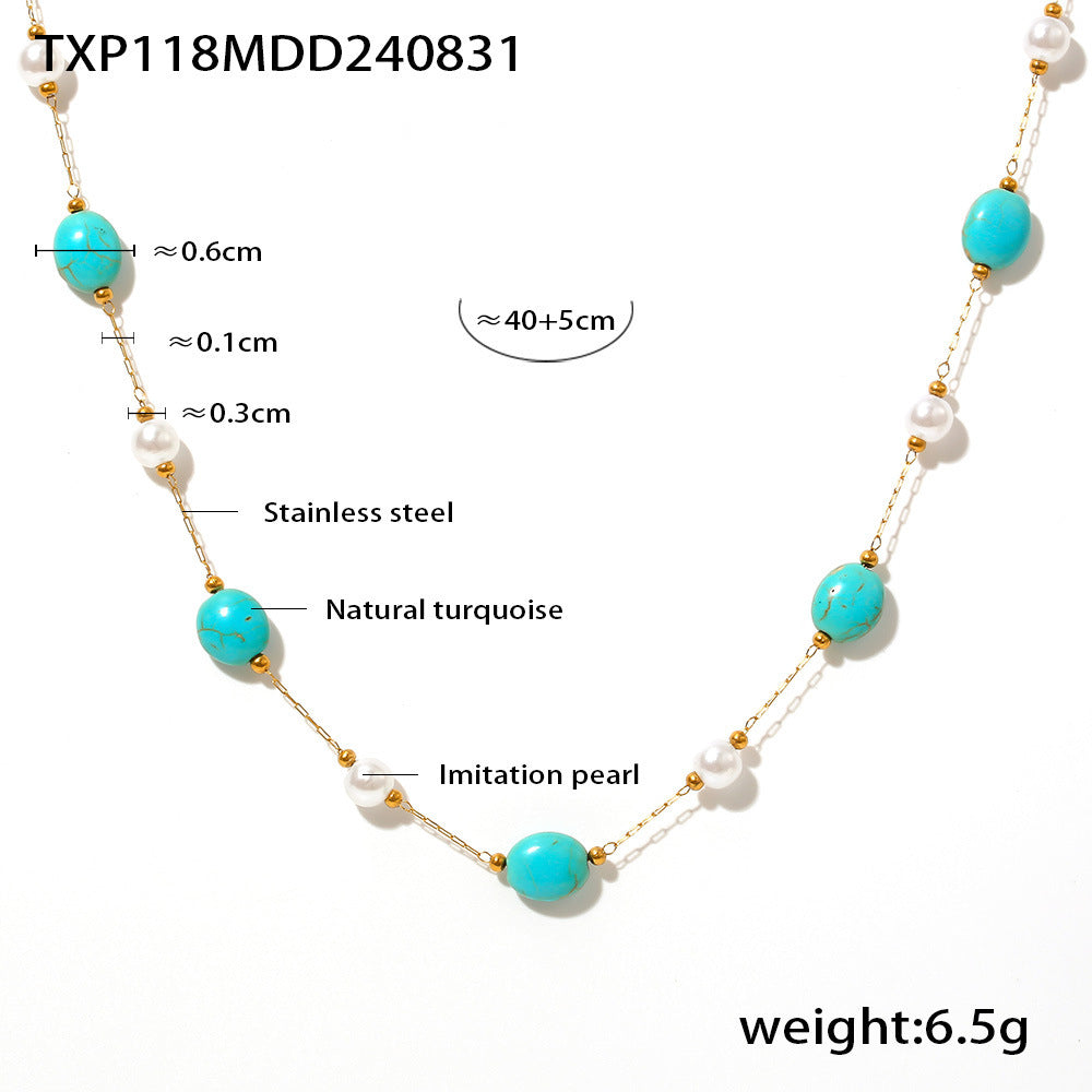 Turquoise and Faux Pearl Station Jewelry