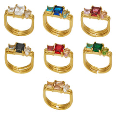 Cubic Zirconia Three-Row Statement Ring