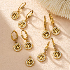 18K Gold-Plated Tree-Motif Hoop Earrings
