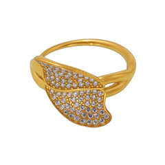 Cubic Zirconia Leaf Open Ring