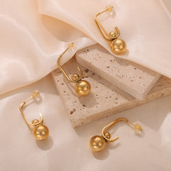 Polished Round Bead Drop Earrings