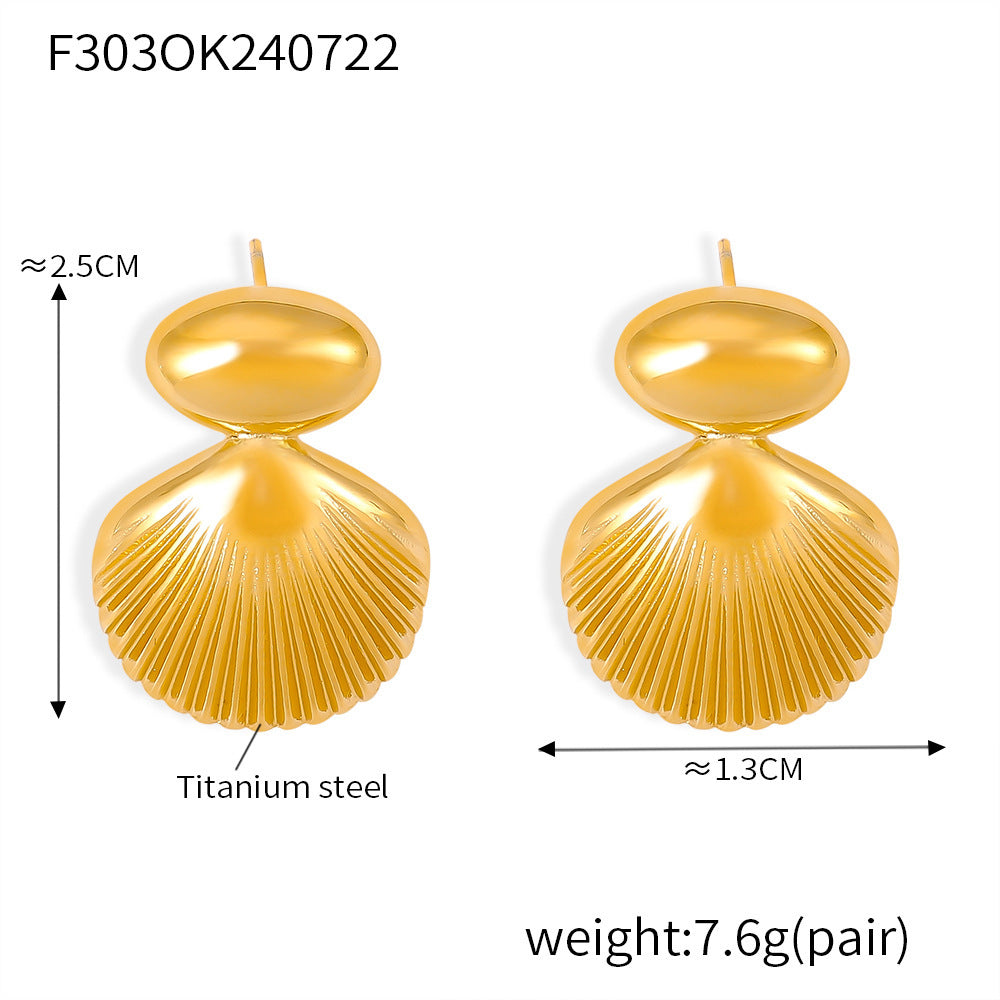 18K Gold-Plated Scallop Shell Stud Earrings