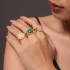 Natural Stone Halo Open Ring