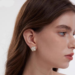 Marielle Vintage-Inspired Pearl Camellia Stud Earrings