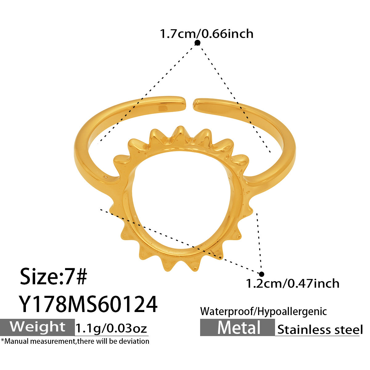 Gold-Tone Geometric Open Ring Designs