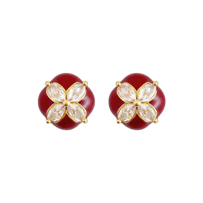 Nadine Vintage-Inspired Enamel Clover Stud Earrings