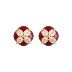 Nadine Vintage-Inspired Enamel Clover Stud Earrings