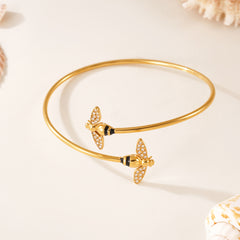 Gold-Tone Ocean or Insect Open Cuff Bracelet