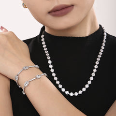 Rectangle Cubic Zirconia Link Bracelet