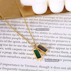 18K Gold-Plated Emerald-Green Cubic Zirconia Necklace
