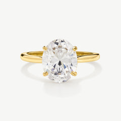 Oval Solitaire Diamond-Inspired Ring 3ct