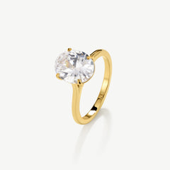 Oval Solitaire Diamond-Inspired Ring 3ct
