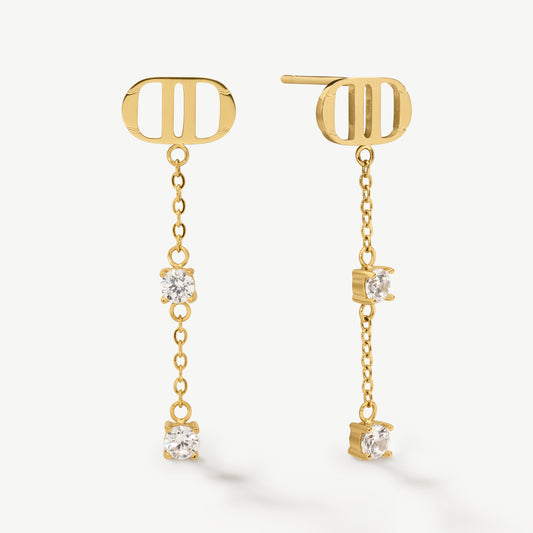 Signature Drop Earrings With Stones