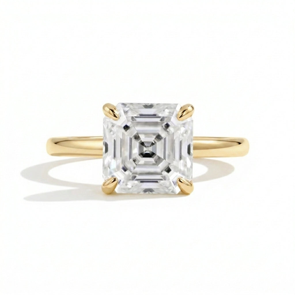 Sterling Silver Asscher Cut Moissanite Ring