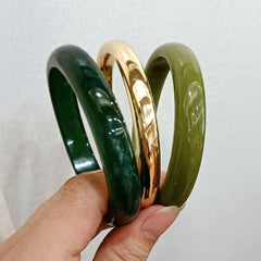 3-Piece Resin Green & Gold Bracelet Stack