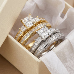 2-Piece Minimal Trio Diamond Set Ring Stack