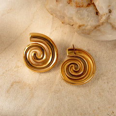 18K Polished Spiral Earrings