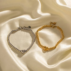18K Classy Beaded Heart Bracelet