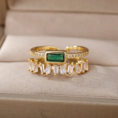 Double Layered Staggering Baguette Diamond Ring
