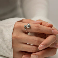 18K Bold Two Ball Open Ring