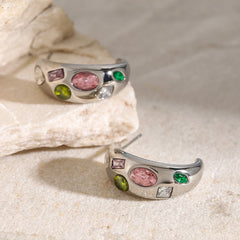 Gem Mine Crescent Moon Stud Earrings