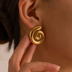 18K Polished Spiral Earrings