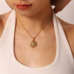 18K Dainty Sun & Moon Evil Eye Necklace