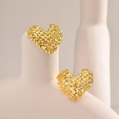 14K Woven Heart Earrings