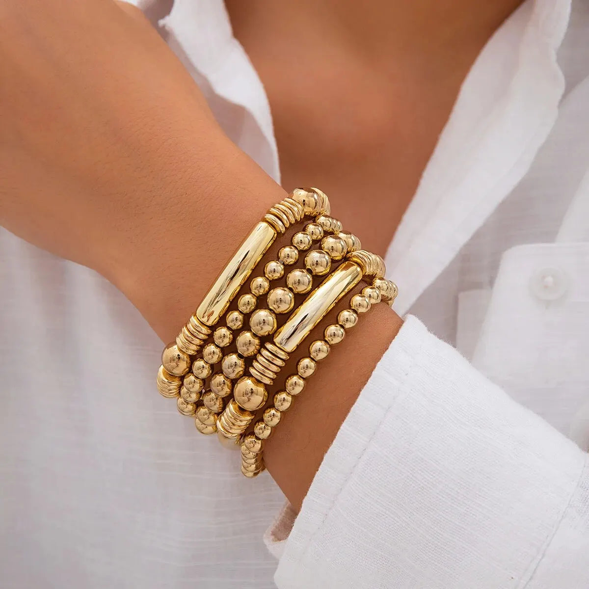 5-Piece Beaded Bracelet Stack Set