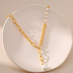 18K Minimal Mix Chain Lariat Necklace