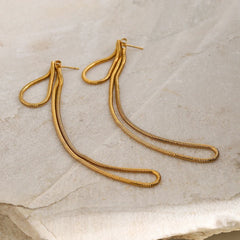 Classy Snake Chain Tassel Stud Earrings
