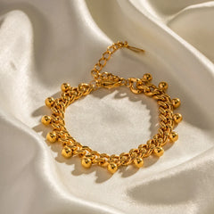 18K Elegant Beaded Cuban Link Bracelet