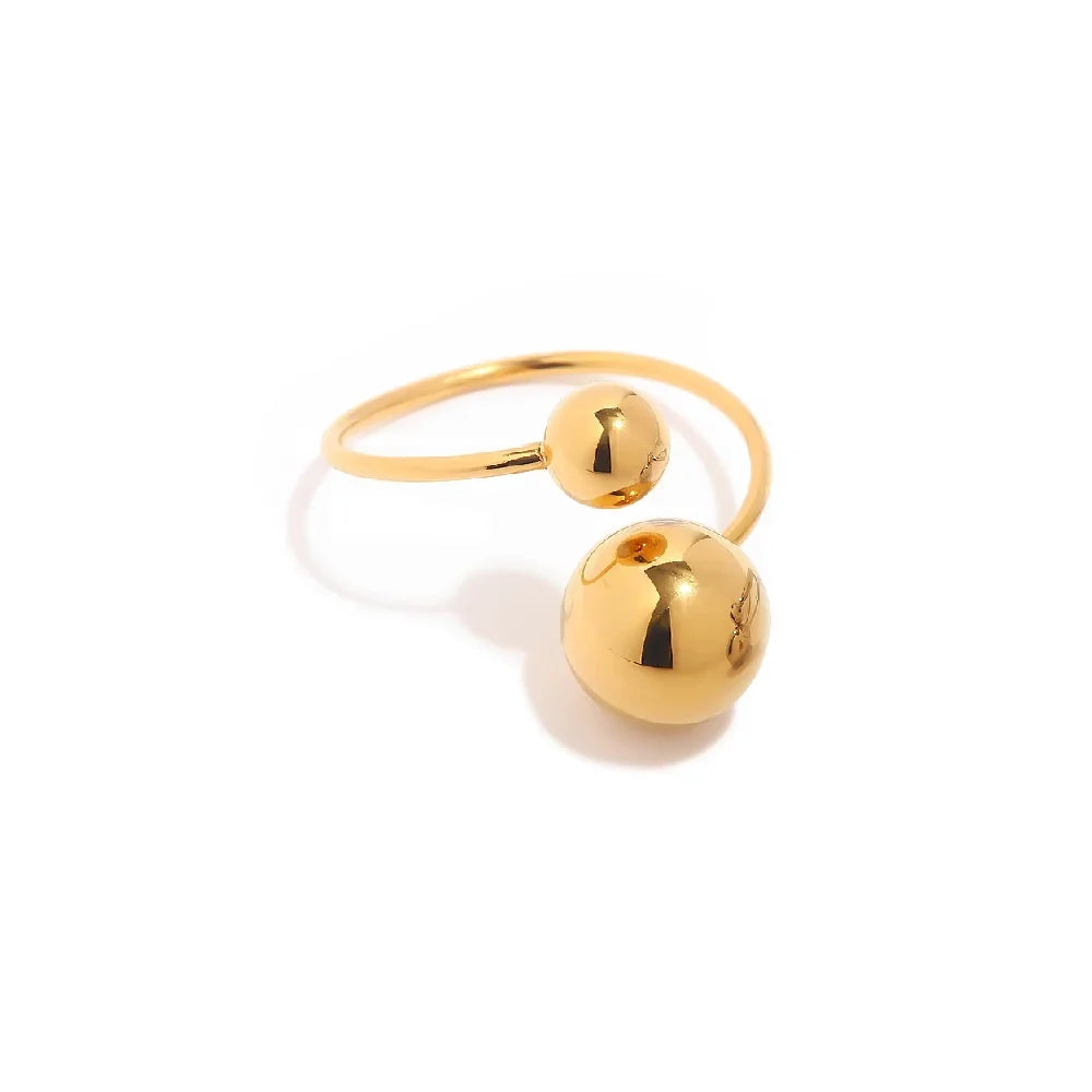 18K Bold Two Ball Open Ring