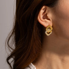 18K Textured Dual Squircle Earrings