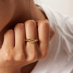 Gold Diamond Embedded Ring