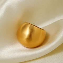 18K Bold Round Brushed Ring