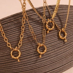 18K Anchor Wheel Clasp Chain Necklaces