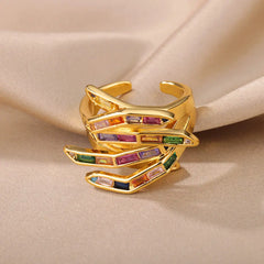 Geometric Claw Scattered Diamond Ring