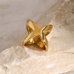 18K Classy Crossed Intersect Ring
