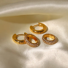 18K Dainty Huggie Diamond Dangle Earrings