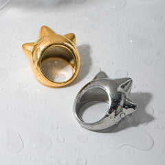 18K Chunky Trio Spiked Ring