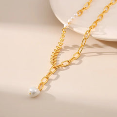 18K Minimal Mix Chain Lariat Necklace