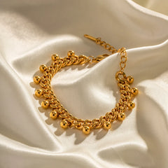 18K Elegant Beaded Cuban Link Bracelet