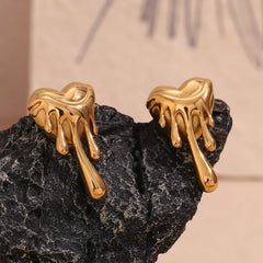 18K Melting Heart Stud Earrings