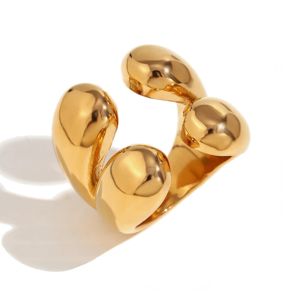 18K Four Droplet Bold Ring